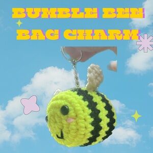 Crochet Squishy Bumblebee Bee Keychain Bag Charm Backpack Buddy